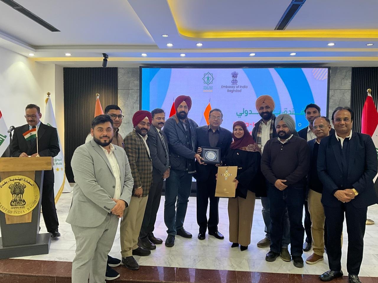 On the sidelines of the 49th Edition of Baghdad International Fair from February 01–07, 2026, Embassy of India, Baghdad organized an India-Iraq B2B Meeting on 05 February 2026, at the Baghdad International Hotel. Approximately 100 Iraqi and Indian businessmen representing from sectors including Electronics, Power, Construction, Readymade garments and Textile, Agriculture, Food & Beverages etc. participated in the Meeting. 22 Indian companies led by Federation of Indian Export Organistation (FIEO) took part in BIF-2026.