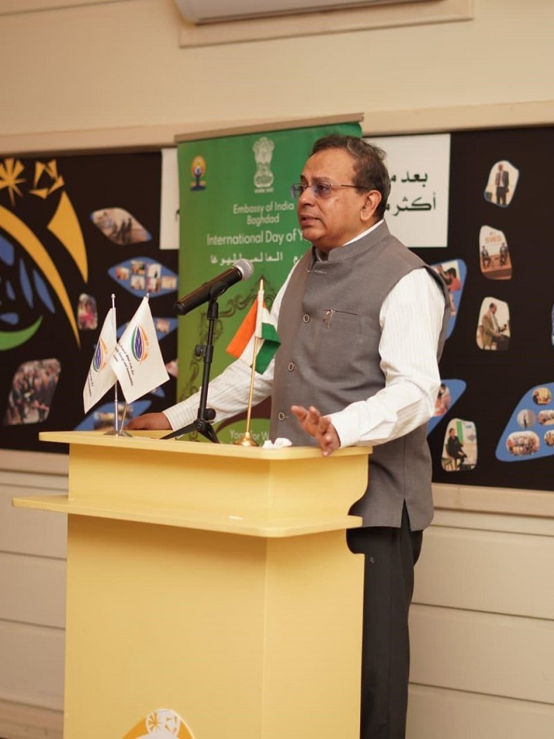 Yoga for Inner Harmony, Sustainability for a Better Planet. As part of the lead-up to the 12th International Day of Yoga 2026, the Embassy of India in Baghdad organized a promotional event on 3 June 2026 at the Renewable Energy and Sustainability Center, Baghdad. The yoga session was led by Embassy instructor Ms. Noor Younis. The event brought together two powerful pathways toward a common goal—a better world. While yoga nurtures inner well-being, renewable energy and sustainable practices help protect our planet for future generations. Ambassador Soumen Bagchi and Mr. Mohammad Shakir Al-Dulaimi, CEO of the Center, joined participants after the yoga session. As a global pioneer in solar and renewable energy, Ambassador conveyed India’s willingness to collaborate with the Center in advancing its sustainability goals. Inspired by this year's theme, “Yoga for Wellness, Wisdom and World Peace,” the event highlighted a simple yet powerful message: a sustainable future begins with balanced minds, responsible actions, and collective commitment. Join us for the grand celebration of International Day of Yoga 2026 on 20 June 2026 in Baghdad.