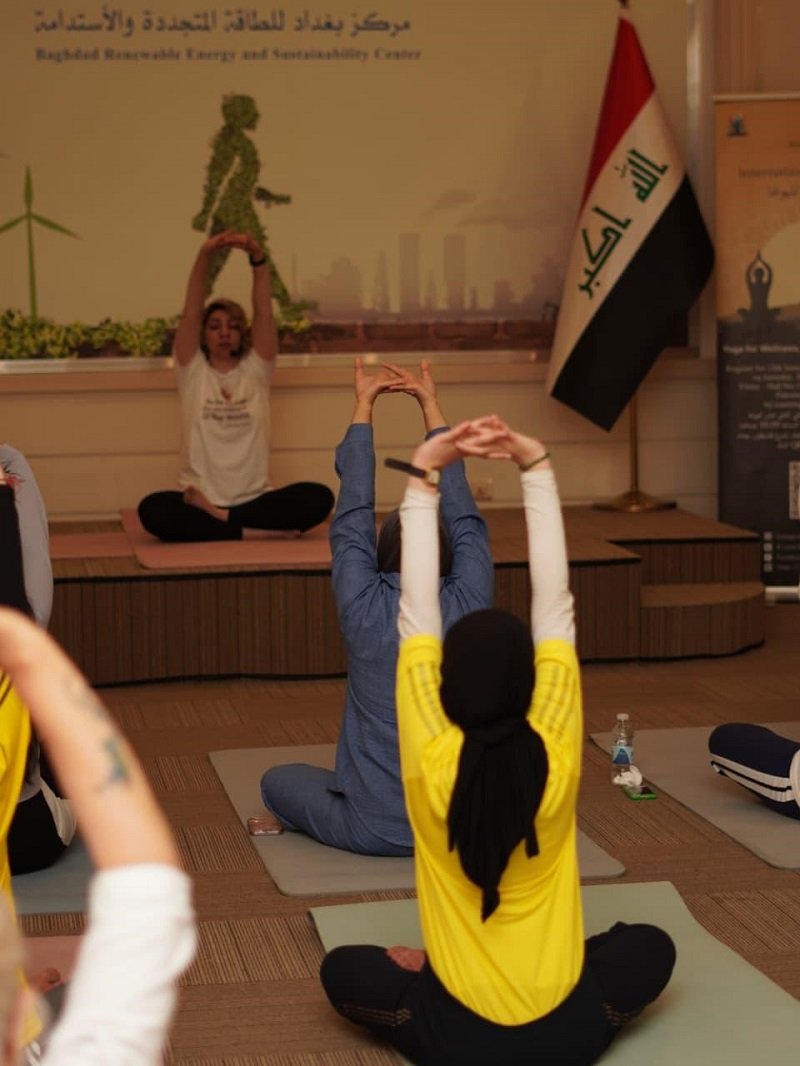 Yoga for Inner Harmony, Sustainability for a Better Planet. As part of the lead-up to the 12th International Day of Yoga 2026, the Embassy of India in Baghdad organized a promotional event on 3 June 2026 at the Renewable Energy and Sustainability Center, Baghdad. The yoga session was led by Embassy instructor Ms. Noor Younis. The event brought together two powerful pathways toward a common goal—a better world. While yoga nurtures inner well-being, renewable energy and sustainable practices help protect our planet for future generations. Ambassador Soumen Bagchi and Mr. Mohammad Shakir Al-Dulaimi, CEO of the Center, joined participants after the yoga session. As a global pioneer in solar and renewable energy, Ambassador conveyed India’s willingness to collaborate with the Center in advancing its sustainability goals. Inspired by this year's theme, “Yoga for Wellness, Wisdom and World Peace,” the event highlighted a simple yet powerful message: a sustainable future begins with balanced minds, responsible actions, and collective commitment. Join us for the grand celebration of International Day of Yoga 2026 on 20 June 2026 in Baghdad.