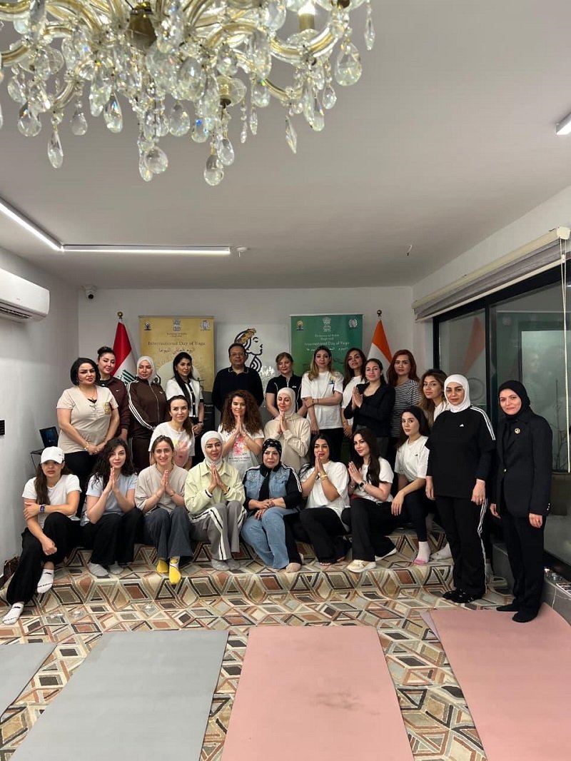 Empowering Leadership through Yoga. As part of the lead-up to the 12th International Day of Yoga 2026, the Embassy of India in Baghdad held a special yoga session for a group of women entrepreneurs and business leaders at the offices of the Iraqi Business Women Council in Baghdad. The session was led by Embassy-trained instructor Ms. Noor Younis. The gathering celebrated the shared belief that success is most meaningful when accompanied by balance and well-being. The participants expressed their appreciation to the Embassy for the initiative and reaffirmed their commitment to joining the grand celebration of the International Day of Yoga 2026 in Baghdad on 20 June 2026. Ambassador Soumen Bagchi thanked the Council for its active partnership in promoting yoga among 25 members. He invited Dr. Maha Al-Obaidi, Founding Member of the Council, to explore ways to strengthen business ties between the two countries, in collaboration with the Embassy. The event reflected a simple yet powerful idea: when empowered women invest in their own well-being, they strengthen not only themselves, but also the businesses, families, and communities they lead.