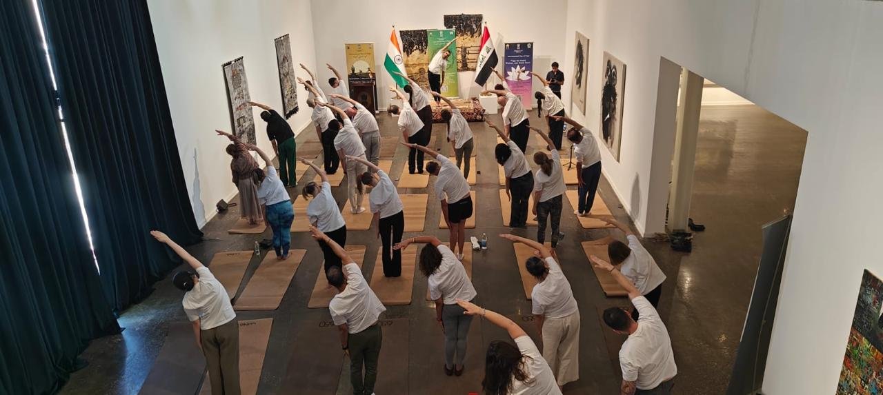 Baghdad Gears Up for the 12th International Day of Yoga 2026. In the run-up to the12th International Day of Yoga 2026, the Embassy of India in Baghdad, in collaboration with 650 Gym at The Gallery, organized a special promotional yoga program on 13 June 2026 for members of the diplomatic community and prominent social media influencers in Baghdad. Session was led by Dr. Dheeraj Prakash Joshi, Yoga Guru. The event highlighted yoga’s universal appeal as a pathway to physical well-being, mental balance, and inner harmony, while strengthening bonds of friendship and understanding among diverse communities. We look forward to welcoming everyone to the grand celebration of the International Day of Yoga 2026 in Baghdad on 20 June 2026.