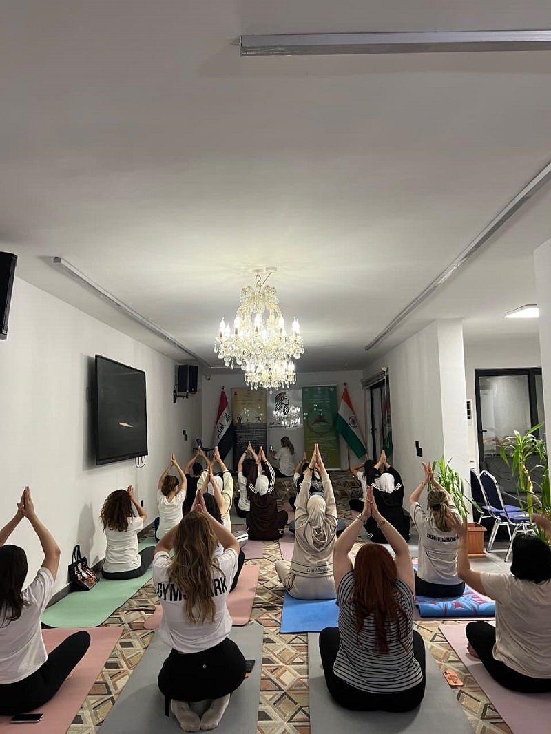 Empowering Leadership through Yoga. As part of the lead-up to the 12th International Day of Yoga 2026, the Embassy of India in Baghdad held a special yoga session for a group of women entrepreneurs and business leaders at the offices of the Iraqi Business Women Council in Baghdad. The session was led by Embassy-trained instructor Ms. Noor Younis. The gathering celebrated the shared belief that success is most meaningful when accompanied by balance and well-being. The participants expressed their appreciation to the Embassy for the initiative and reaffirmed their commitment to joining the grand celebration of the International Day of Yoga 2026 in Baghdad on 20 June 2026. Ambassador Soumen Bagchi thanked the Council for its active partnership in promoting yoga among 25 members. He invited Dr. Maha Al-Obaidi, Founding Member of the Council, to explore ways to strengthen business ties between the two countries, in collaboration with the Embassy. The event reflected a simple yet powerful idea: when empowered women invest in their own well-being, they strengthen not only themselves, but also the businesses, families, and communities they lead.