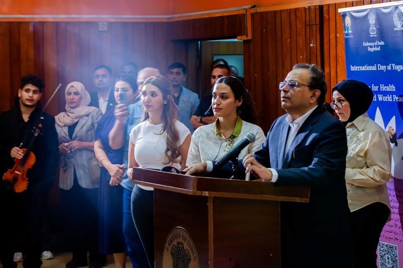 Yoga Meets Music: #IDY2026 Promotional Event at School of Music & Ballet, Baghdad. A special promotional event for the 12th International Day of Yoga 2026 was organized by the Embassy of India in Baghdad at the School of Music and Ballet, Ministry of Culture, Baghdad. Students of the school participated in the yoga session, which was led by Embassy instructor Dr. Sura Al-Jabouri. Ambassador Soumen Bagchi, Dr. Faiz Salem, DG Ministry of Culture and Director of the school joined the gathering after the session. A short violin recital was given by a student. The Embassy extends its sincere gratitude to the Ministry of Culture, Tourism and Antiquities and the administration of the School of Music and Ballet for their cooperation and hospitality. Reflecting the spirit of this year’s theme “Yoga for Wellness, Wisdom and World Peace”, the event celebrated the harmony of body, mind, art, and culture.