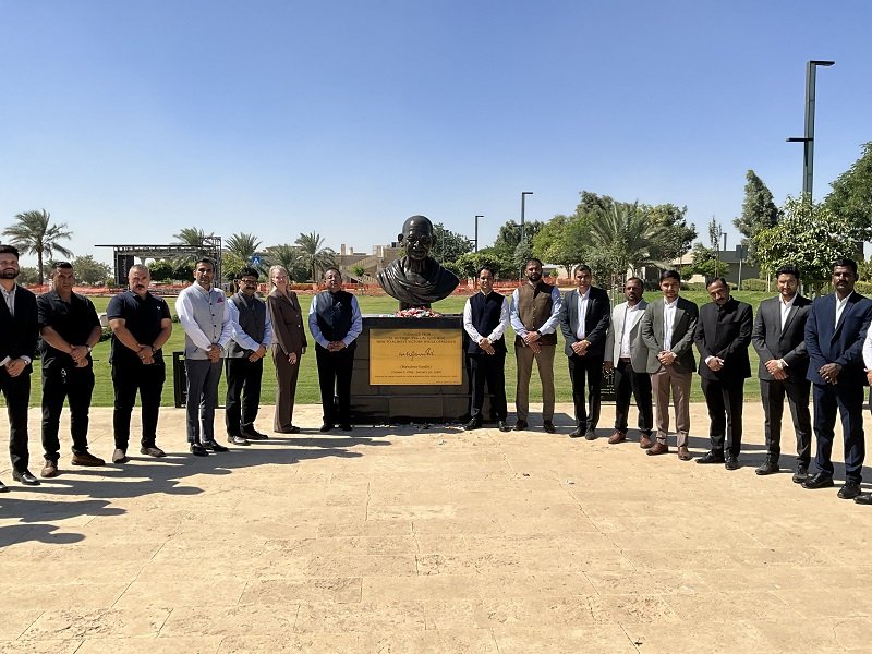 On the occasion of Mahatma Gandhi’s 156th Birth Anniversary, Ambassador Soumen Bagchi, accompanied by Embassy officials, visited the American University of Iraq – Baghdad (AUIB). AUIB President Dr. Bradley Cook welcomed the delegation and briefed them on the university’s initiatives and future plans.  Ambassador presented a traditional Indian woollen stole to the President. The visit concluded with the Ambassador and Embassy officials paying floral tribute at the bust of Mahatma Gandhi installed on the campus, followed by a visit to the ‘India Corner’ established at the AUIB library.