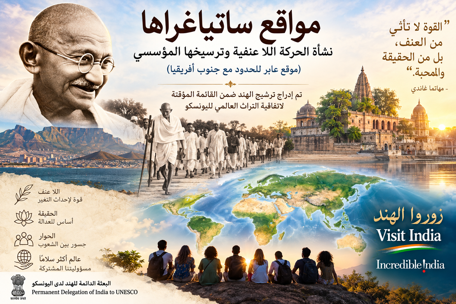 A proud moment for India’s heritage and Mahatma Gandhi’s enduring legacy! The Sites of Satyagraha: The Emergence and Institutionalization of the Non-Violent Movement (India) have been added to the UNESCO Tentative List! From a defining moment at Pietermaritzburg Railway Station in South Africa to the historic ashrams and memorials across India, these nine sites trace Mahatma Gandhi’s journey in transforming Satyagraha into a powerful movement of non-violent resistance. Spanning two nations, they preserve the legacy of a philosophy rooted in truth, justice, equality and peace that shaped India’s freedom struggle and inspired civil rights movements across the world.