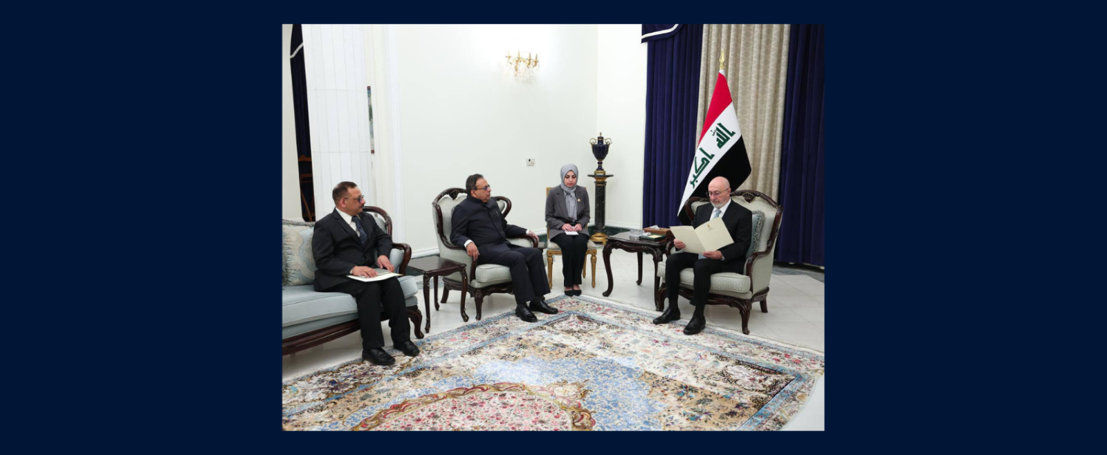 On May 12, 2026, Ambassador Soumen Bagchi called on the newly elected President of Iraq H.E. Nizar Mohammed Saeed Mohammed Amedi, and conveyed a congratulatory message from President of India.