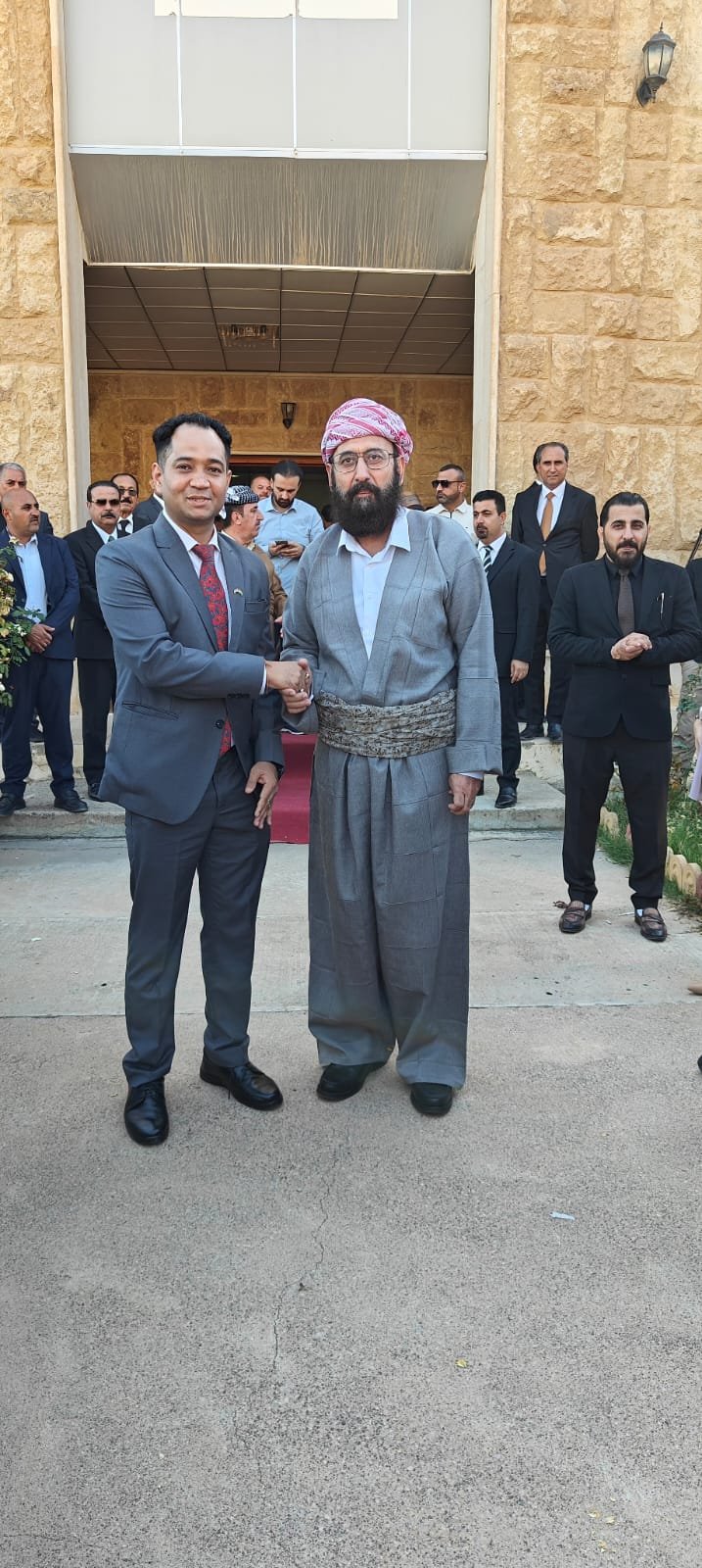 Ambassadors and other diplomats from Baghdad & Erbil visited the holy Lalish temple on the occasion of ‘Cejna Cema’. Mr. Saurabh Awasthi, Second Secretary, represented the Embassy of India. The delegation was received & accompanied by His Highness Yazidi Prince Hazim Tahsin Beg and Dr. Khalaf Kheder Sinjari, Advisor to the Iraqi Prime Minister on Yazidi affairs. During the visit, the group was also introduced to the rich cultural heritage and traditions of the Yazidi community.