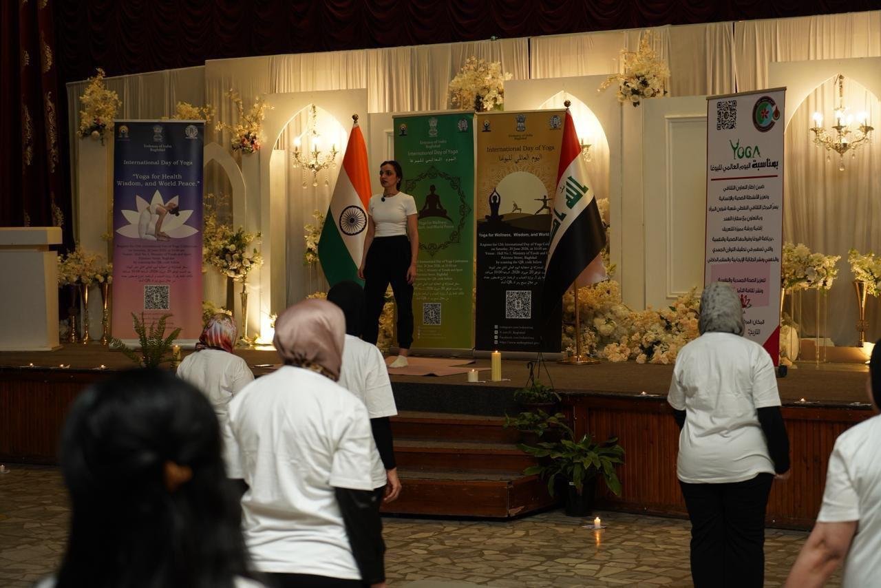Joy, positivity, and vibrant energy filled the atmosphere as the Embassy of India in Baghdad organized a promotional event for #IDY2026 at the Ministry of Oil Cultural Centre on 24 May 2026. The special yoga session brought together employees of the Ministry of Oil, with many expressing eagerness to join the main International Day of Yoga celebrations at the Ministry of Youth and Sports. The Embassy sincerely appreciates the hospitality and support extended by the Ministry of Oil in making this event a memorable success. Reflecting the spirit of this year’s theme “Yoga for Wellness, Wisdom and World Peace”  the event celebrated harmony, happiness, healthy living, and togetherness.