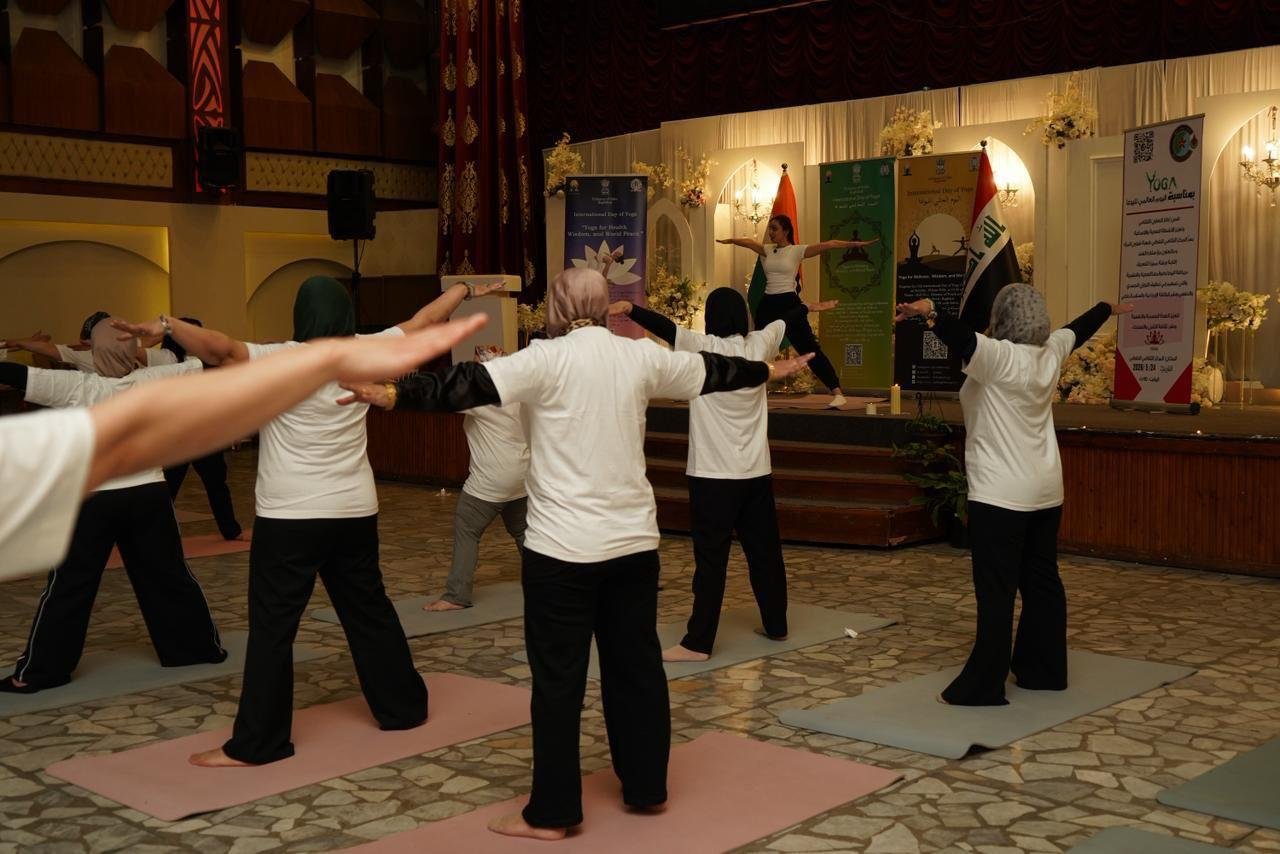 Joy, positivity, and vibrant energy filled the atmosphere as the Embassy of India in Baghdad organized a promotional event for #IDY2026 at the Ministry of Oil Cultural Centre on 24 May 2026. The special yoga session brought together employees of the Ministry of Oil, with many expressing eagerness to join the main International Day of Yoga celebrations at the Ministry of Youth and Sports. The Embassy sincerely appreciates the hospitality and support extended by the Ministry of Oil in making this event a memorable success. Reflecting the spirit of this year’s theme “Yoga for Wellness, Wisdom and World Peace”  the event celebrated harmony, happiness, healthy living, and togetherness.