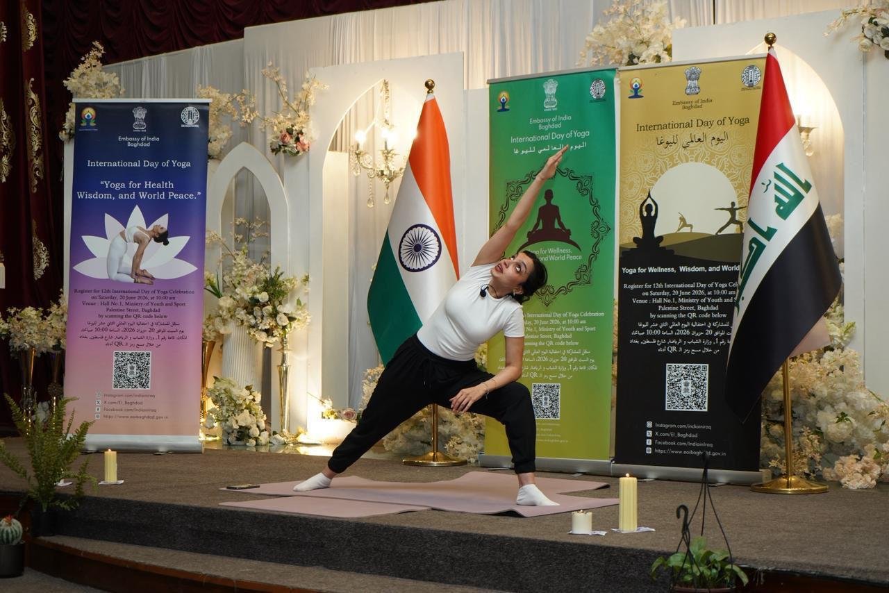 Joy, positivity, and vibrant energy filled the atmosphere as the Embassy of India in Baghdad organized a promotional event for #IDY2026 at the Ministry of Oil Cultural Centre on 24 May 2026. The special yoga session brought together employees of the Ministry of Oil, with many expressing eagerness to join the main International Day of Yoga celebrations at the Ministry of Youth and Sports. The Embassy sincerely appreciates the hospitality and support extended by the Ministry of Oil in making this event a memorable success. Reflecting the spirit of this year’s theme “Yoga for Wellness, Wisdom and World Peace”  the event celebrated harmony, happiness, healthy living, and togetherness.