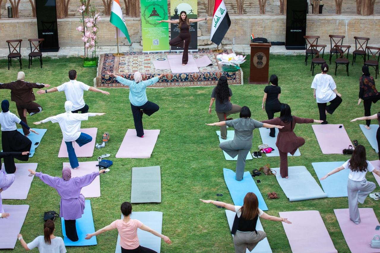 Harmony of Yoga and Music for Wellness and Peace. As part of the lead-up to the 12th International Day of Yoga 2026, the Embassy of India in Baghdad organized a special yoga session, on 11 June, at the historic House of Oud on the banks of the River Dajla (Tigris), founded by UNESCO Artist for Peace and world-renowned oud maestro Mr. Naseer Shamma