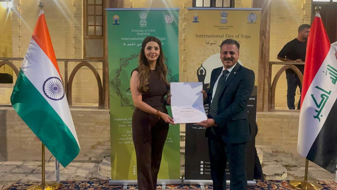 Harmony of Yoga and Music for Wellness and Peace. As part of the lead-up to the 12th International Day of Yoga 2026, the Embassy of India in Baghdad organized a special yoga session, on 11 June, at the historic House of Oud on the banks of the River Dajla (Tigris), founded by UNESCO Artist for Peace and world-renowned oud maestro Mr. Naseer Shamma