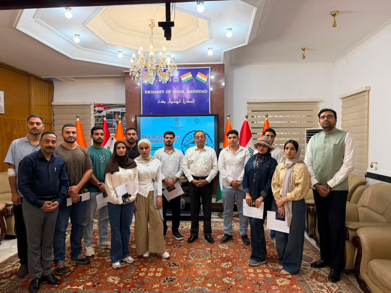 On 06 August 2026, Ambassador Soumen Bagchi interacted with Iraqi students selected as ICCR Scholars for the academic year 2026–27 and extended his warm greetings and best wishes as they embark on their academic journey in India