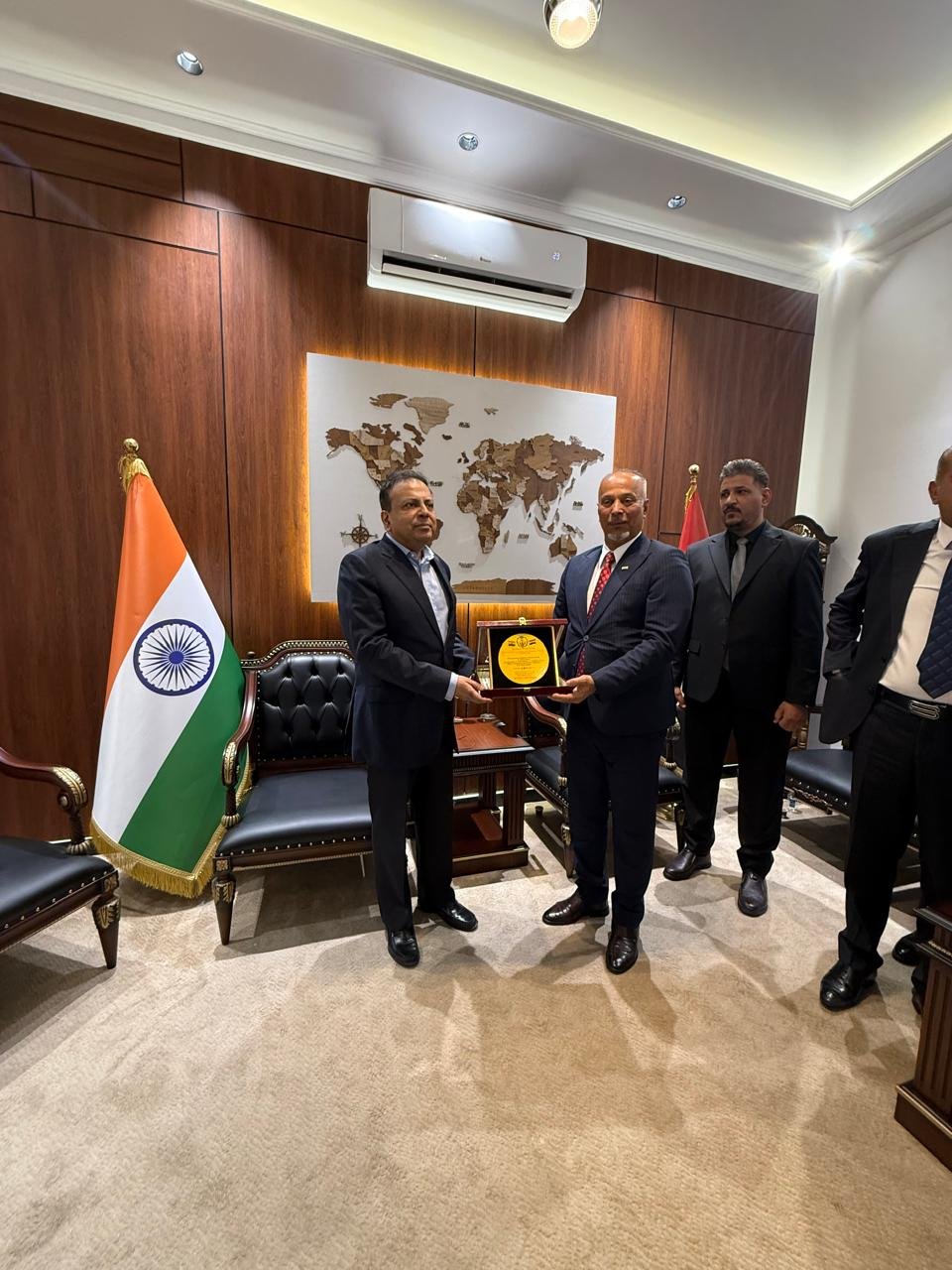 Ambassador Soumen Bagchi met officials of the Iraqi Supreme Maritime Authority and representatives of the State Oil Marketing Organization (SOMO) in Basra on 5 October 2026. Discussions covered India–Iraq maritime and trade ties, energy cooperation, and seafarers’ safety and welfare.