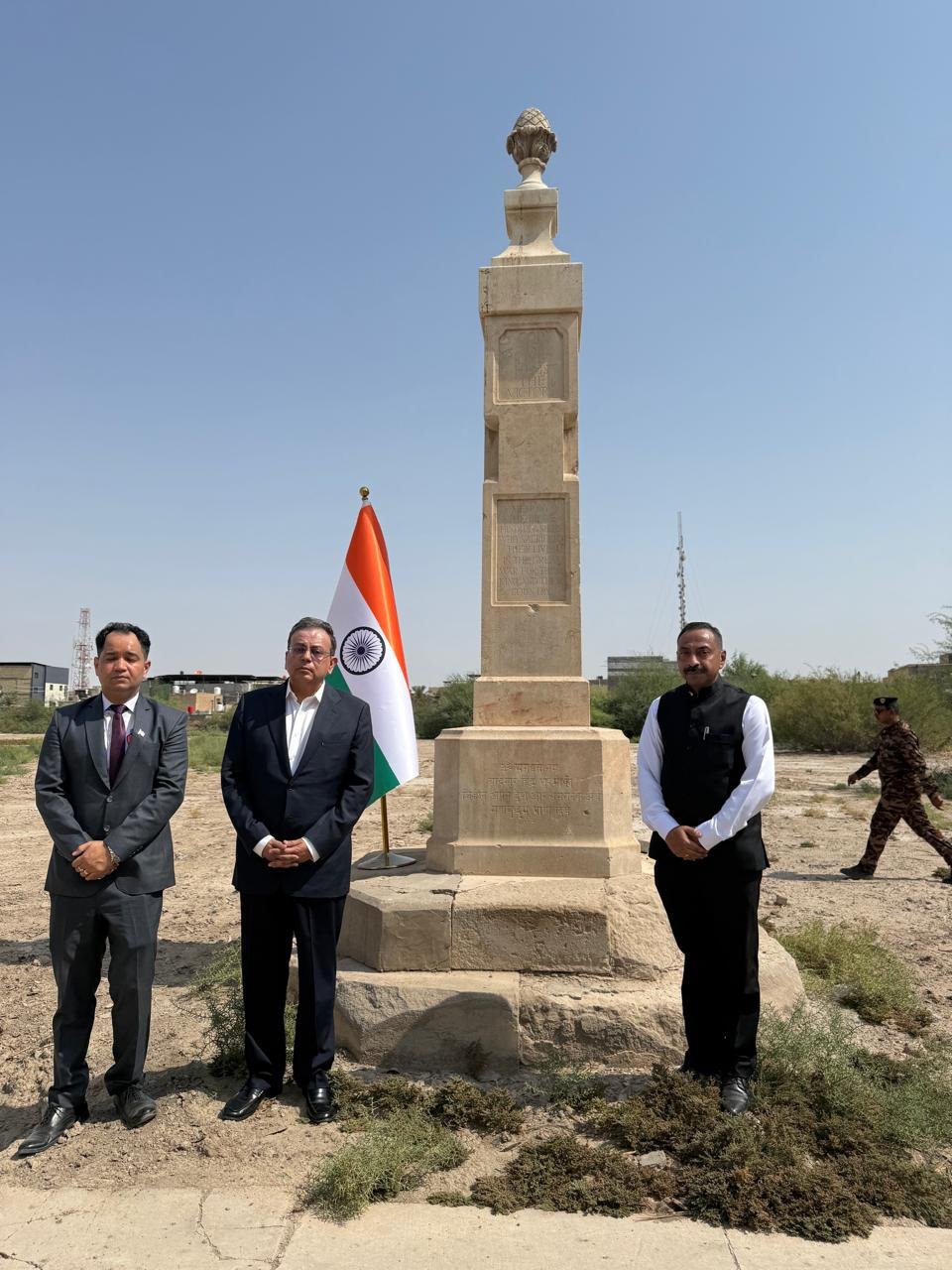 Ambassador Soumen Bagchi and embassy delegation visited a Commonwealth War Graves Commission cemetery in Basra on 6 October 2026 and laid a wreath in remembrance of the Indian soldiers buried and commemorated there. The delegation also received a briefing on the site and its history.