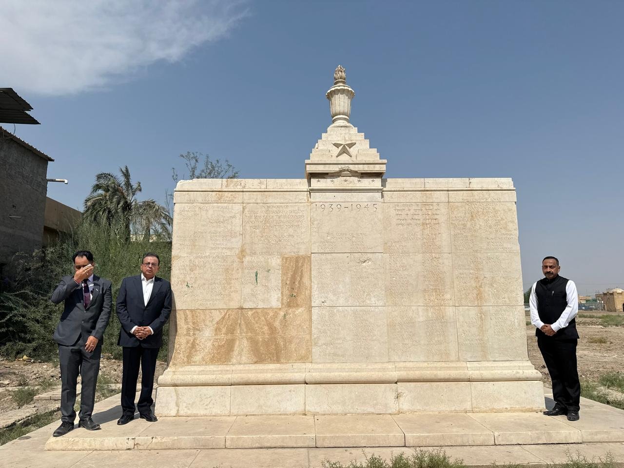 Ambassador Soumen Bagchi and embassy delegation visited a Commonwealth War Graves Commission cemetery in Basra on 6 October 2026 and laid a wreath in remembrance of the Indian soldiers buried and commemorated there. The delegation also received a briefing on the site and its history.