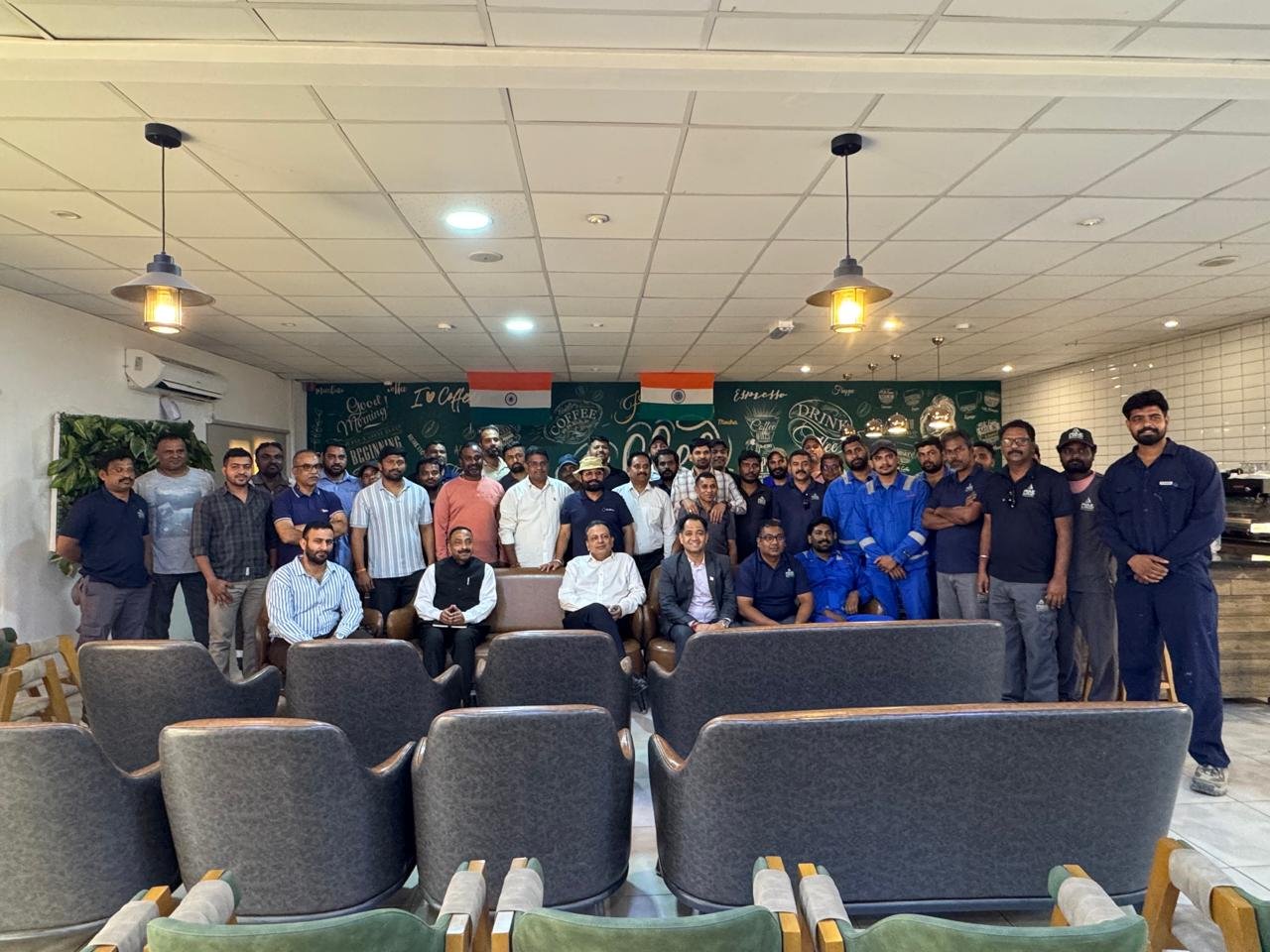 Ambassador Soumen Bagchi and embassy delegation met members of the Indian community at Al Majal Business Park in Burjesia on 6 October 2026. The interaction provided an opportunity to hear their needs and discuss working and living conditions and consular services, reaffirming the Embassy’s continued engagement and support for Indian nationals in Iraq.