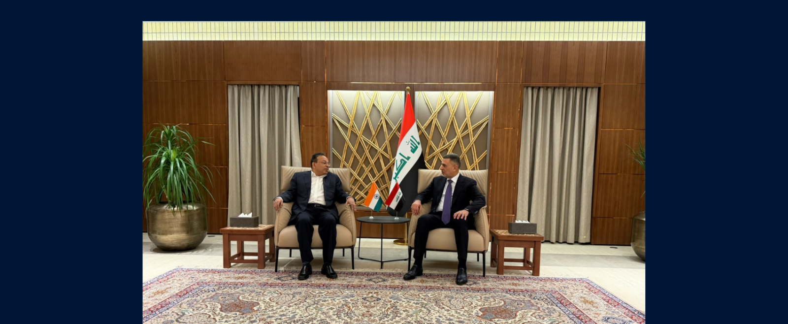 Ambassador Soumen Bagchi called on the Governor of Basra, Mr Asaad Al-Eidani, on 5 October 2026. Discussions covered the historic ties between India and Basra, opportunities for healthcare cooperation and investment, and the care of memorial sites of shared significance.
