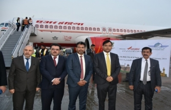 Warm Welcome of the Inaugural Flight of Air India at Najaf International Airport on Feb 14, 2019