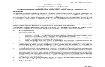 New Guidelines for international arrivals in India: These will be in effect for International Passengers arriving in India from 00.01 hrs (IST) hrs on 11 January 2022