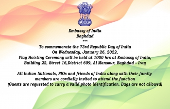 Celebration of 73rd Republic of India at the Embassy of India, Baghdad
