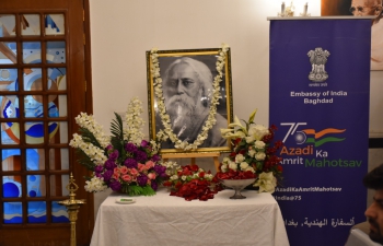 Embassy of India, Baghdad under the aegis of #AzadiKaAmritMahotsav celebrated the 161st birth anniversary of Nobel Laureate Rabindranath Tagore on 9 May 2022.