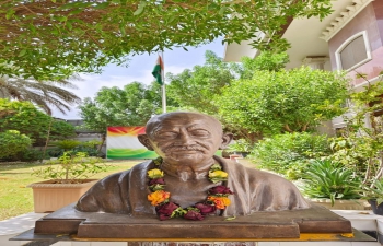 As part of Azadi ka Amrit Mahotsav celebrations in Iraq, Mahatma Gandhi's bust donated by ICCR has been installed at Embassy of India, Baghdad on 15th August 2022.