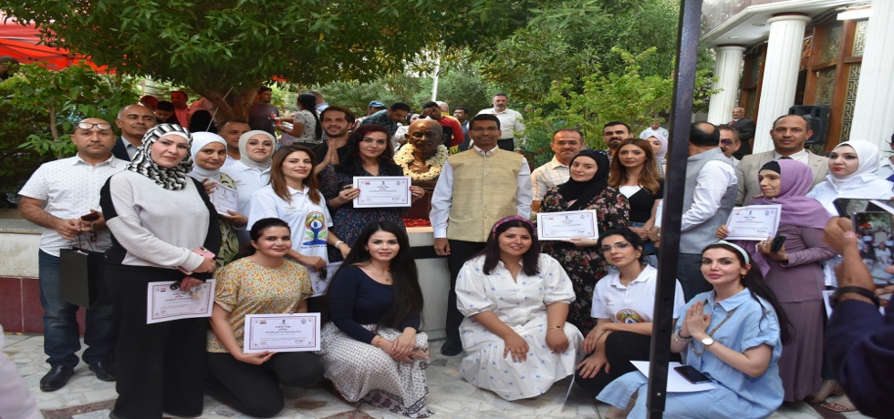 The Embassy of India, Baghdad celebrated Convocation Ceremony for successful participation in Indian yoga classes on 22nd September 2022 conducted by the Embassy of India, Baghdad. Yoga classes commenced in Embassy premises from August 2022.