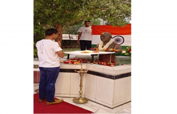 Under the aegis of #AzadiKaAmritMahotsav Gandhi Jayanti was marked in Baghdad on 2nd October 2022 with Peace March, 3 yoga sessions, photo exhibition on the life journey of Mahatma Gandhi and floral tributes at the bust of Mahatma Gandhi.