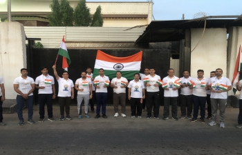 Under the aegis of #AzadiKaAmritMahotsav, Embassy of India, Baghdad commemorated  147th Birth Anniversary of Sardar Vallabhbhai Patel by celebrating #RashtriyaEktaDiwas through organising an Ekta run and taking the National Unity Day pledge led by Ambassador, Indian Embassy staff paid rich tributes to the Iron Man of India followed by floral offerings and tree plantation in the Embassy premises today. On this occasion of #FestivalofUnity #EktaShrinkhla or human chain symbolising the unity of purpose was also formed by joining hands.