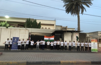 As part of celebrations of Ekta Diwas and to commemorate the 147th Birth Anniversary of Sardar Vallabhbhai Patel, the officials of Embassy of India, Baghdad gathered to form #EktaShrinkhla/Human Unity Chain.