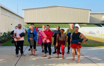 An energetic and beautiful morning yoga session was conducted for the diplomats of Australian Embassy in Baghdad. Australian Ambassador Ms. Ganly also joined the yoga session. Everyone enjoyed and enthusiastically practised Asanas, Pranayama and Yog-Nidra meditation.