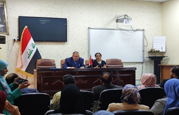 An eminent Gandhian philosopher, Dr. Shobhana Radhakrishna delivered a lecture on ‘relevance of Gandhian philosophy in women’s empowerment’ at the College of Political Science, AL-Mustansiriyah University,    Baghdad on the occasion of International Women’s Day. Her visit to Baghdad has been sponsored by ICCR under the aegis of celebrations of Azadi Ka Amrit Mahotsav (AKAM) and commemoration of 70th anniversary of    India-Iraq friendship treaty. Dr. Mustafa Al-Bahadily, Assistant dean, College of political science, faculty members and students joined the event and interacted with Dr. Radhakrishna.