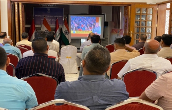 Hon'ble PM Shri Narendra Modi's 100th episode of #Mann Ki Baat screened at Indian Embassy in Baghdad. The event was attended by India diaspora and friends of India.