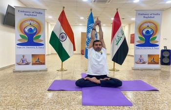 A curtain raiser event for the International Day of Yoga-2023 was organised at the United Nations Assistance Mission for Iraq (UNAMI). A large number of UNAMI diplomats attended and enjoyed the event with yogic practices.