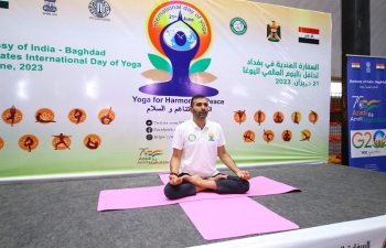 Embassy of India celebrated 9th International Day of Yoga in collaboration with Ministry of youth and sports, Government of Iraq on 21 June 2023, where more than 300 yoga enthusiasts, practitioners, players and friends of India graced the event.