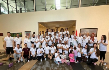 Embassy of India, Baghdad organized a Yoga event #9thInternationalDayofYoga in collaboration with 650 GYM on 23 June 2023, more than 70 yoga enthusiasts joined and enjoyed the event.