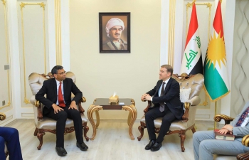Dr. Hemin Hawrami, former Deputy Speaker in Kurdish Parliament received the Ambassador Mr. Prashant Pise and Mr. Madan Gopal (Consul General in Erbil). They exchanged views on upcoming KRI parliament elections, congratulated the new CG & reiterated the firm support for increasing bilateral relations at all levels.