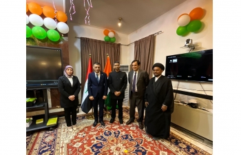 #FlagHoisting Ceremony was attended by Iraqi dignitaries Mr. Syed Mokhtar Mahmood Al Musawi, Legal Advisor to President of Republic of Iraq, Dr. Bashar Saadoun El Saedi, Deputy Secretary General of the Furatine Movement/Representative of the Prime Minister & Ms. Afrah Adel.