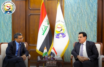 Wednesday August 23, 2023, Ambassador Prashant Pise met with Mr. Abdul Razzaq Al Zuhairi, President of the Federation of Iraqi Chambers of Commerce. During the meeting, they discussed issues of common interest.