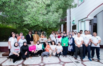 On the occasion of 'Gandhi Jayanti', Ambassador Prashant Pise paid floral tribute to 'Mahatma Gandhi' statue installed in Chancery. The event was attended by Embassy staff and Iraqi yoga students.