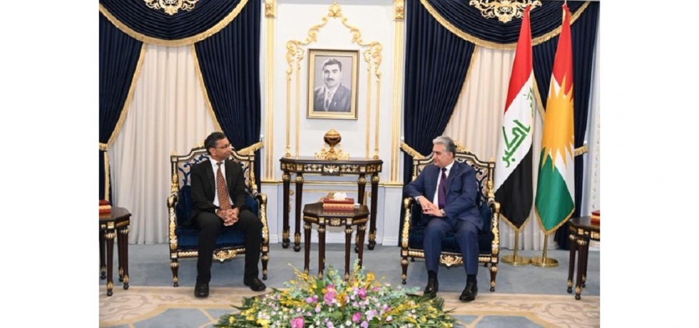 Indian Ambassador Prashant Pise accompanied by Consul General Madan Gopal called on H.E. Mr. Rebar Ahmed Khalid, Minister of Interior of the Kurdistan Regional Government in Erbil on 23 November 2023.