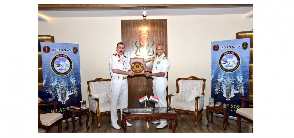  Iraqi Commander of the Naval Force, Vice Admiral Mazin Abdulwahid Gubaian Al-Ameri and Chief of Naval Staff of Indian Navy Admiral R. Hari Kumar met during MILAN-2024 naval exercise in Vishakhapatnam.